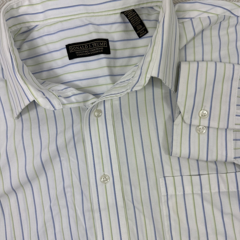 Donald J. Trump Signature Collection Men's Shirt 18.5 34/35 Striped‎ Button-Up